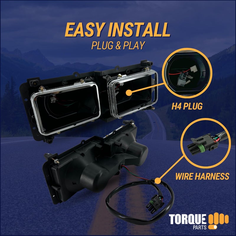 Torque Headlight Housing Base Passenger Side w/Wire Harness Replacement For Kenworth T600 T400 T800 W900 K100 C500, Peterbilt 379 378, Western Star 4900, Freightliner FLD Classic XL (TRH910500CR) - Image 4